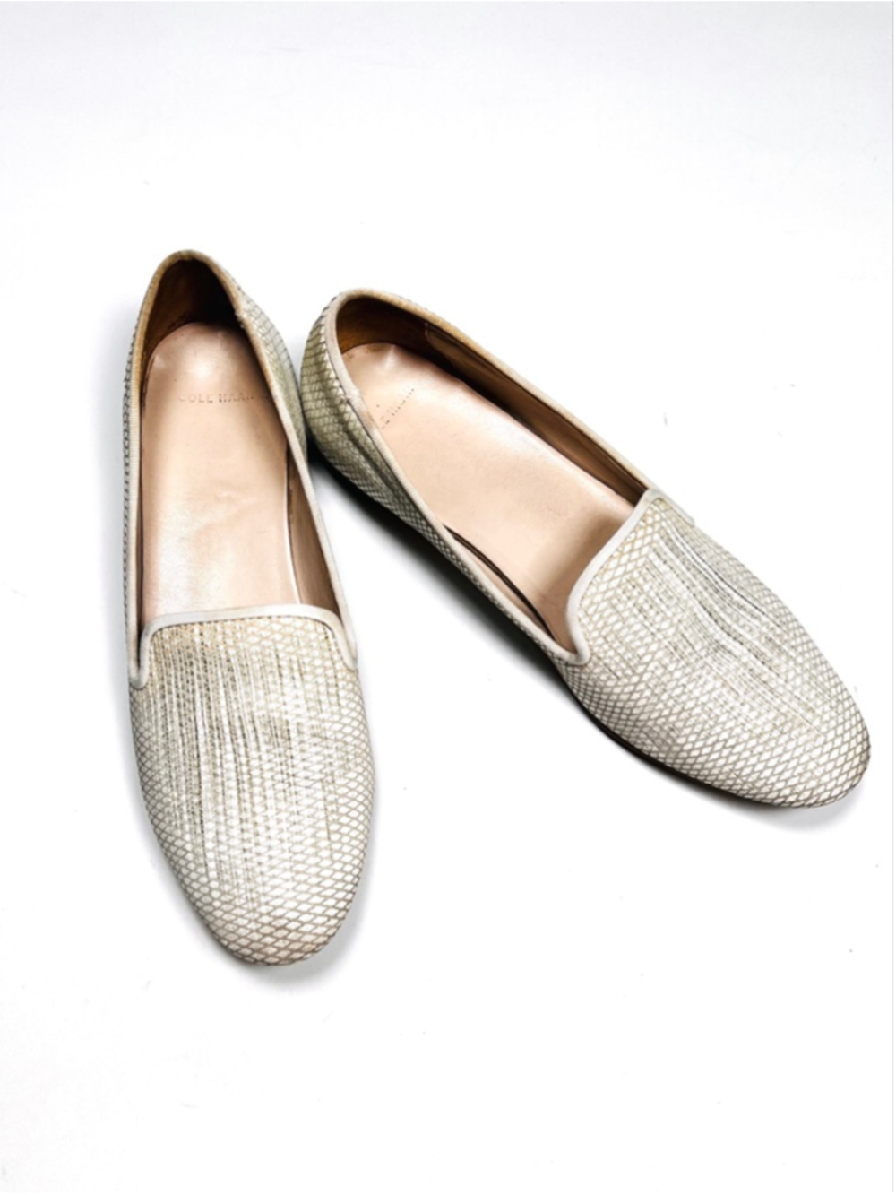 Cole Haan Womans Loafers White Grey Flats & Loafers Size 8.5 Leather